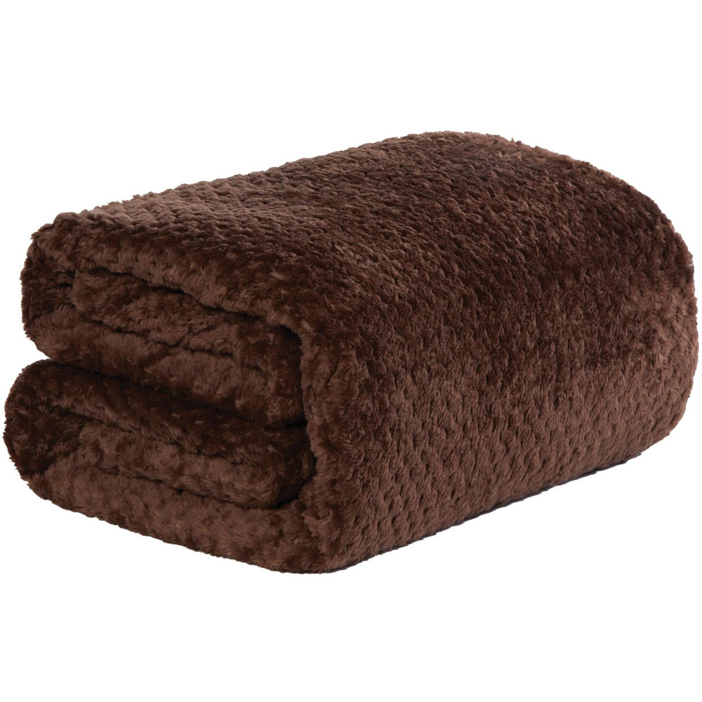 Dreamscene Luxury Chocolate Mink Waffle Throw 150 x 125cm Wilko