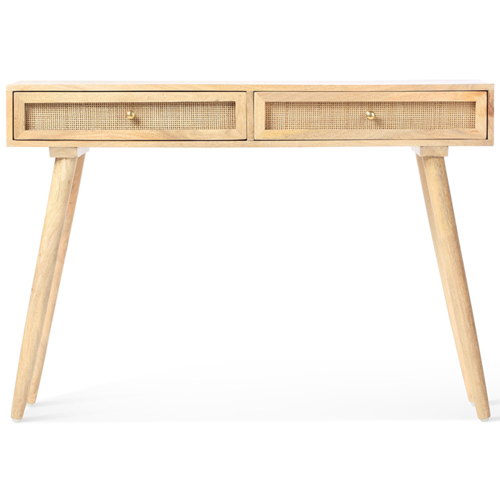 Desser Manhattan 2 Drawer Natural Mango Wood and Rattan Console Table Image 2