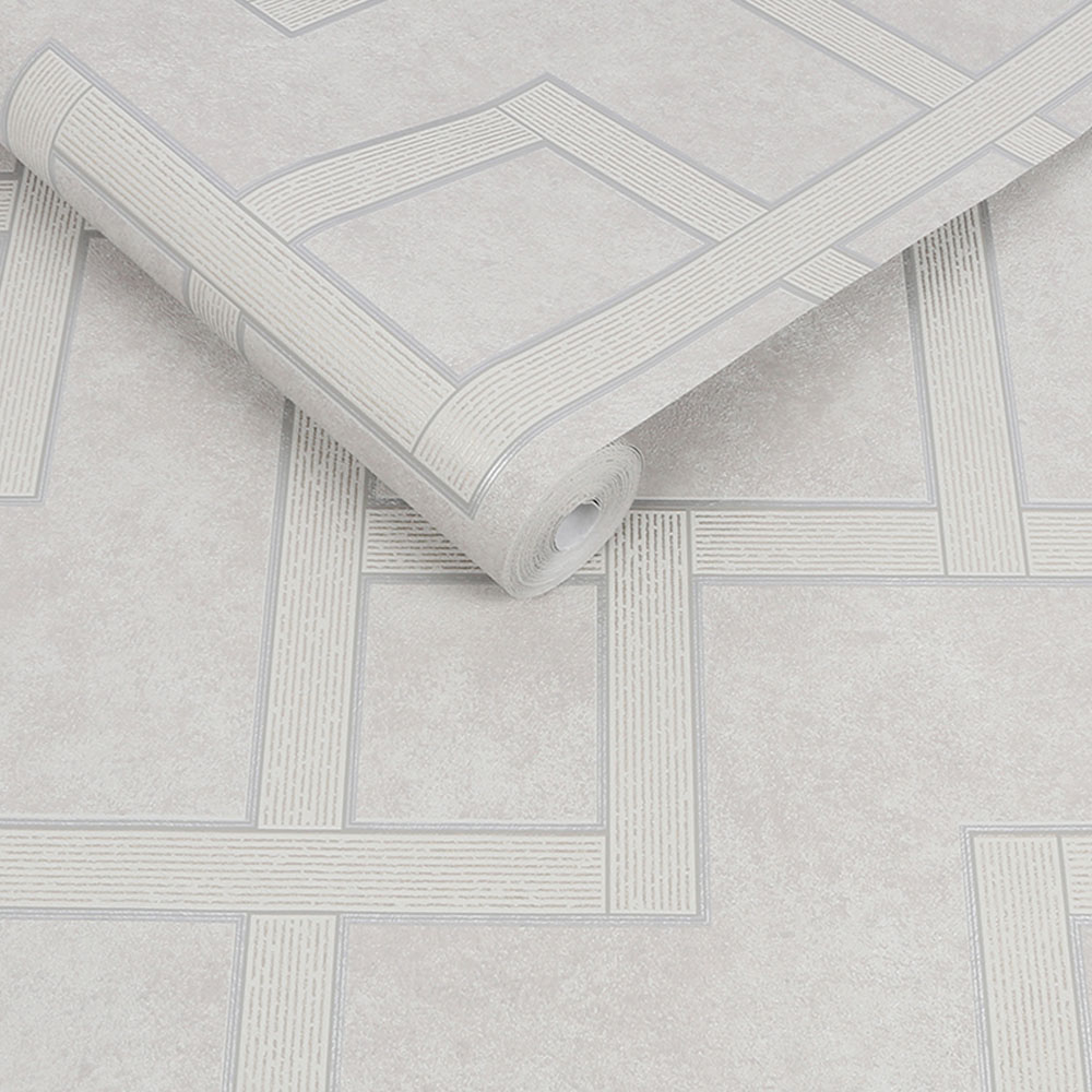 Boutique Gilded Greek Key Pearl Wallpaper Image 2