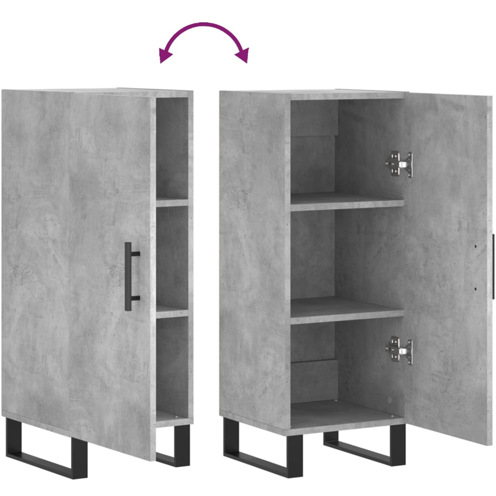 vidaXL Single Door Concrete Grey Wooden Sideboard Image 9