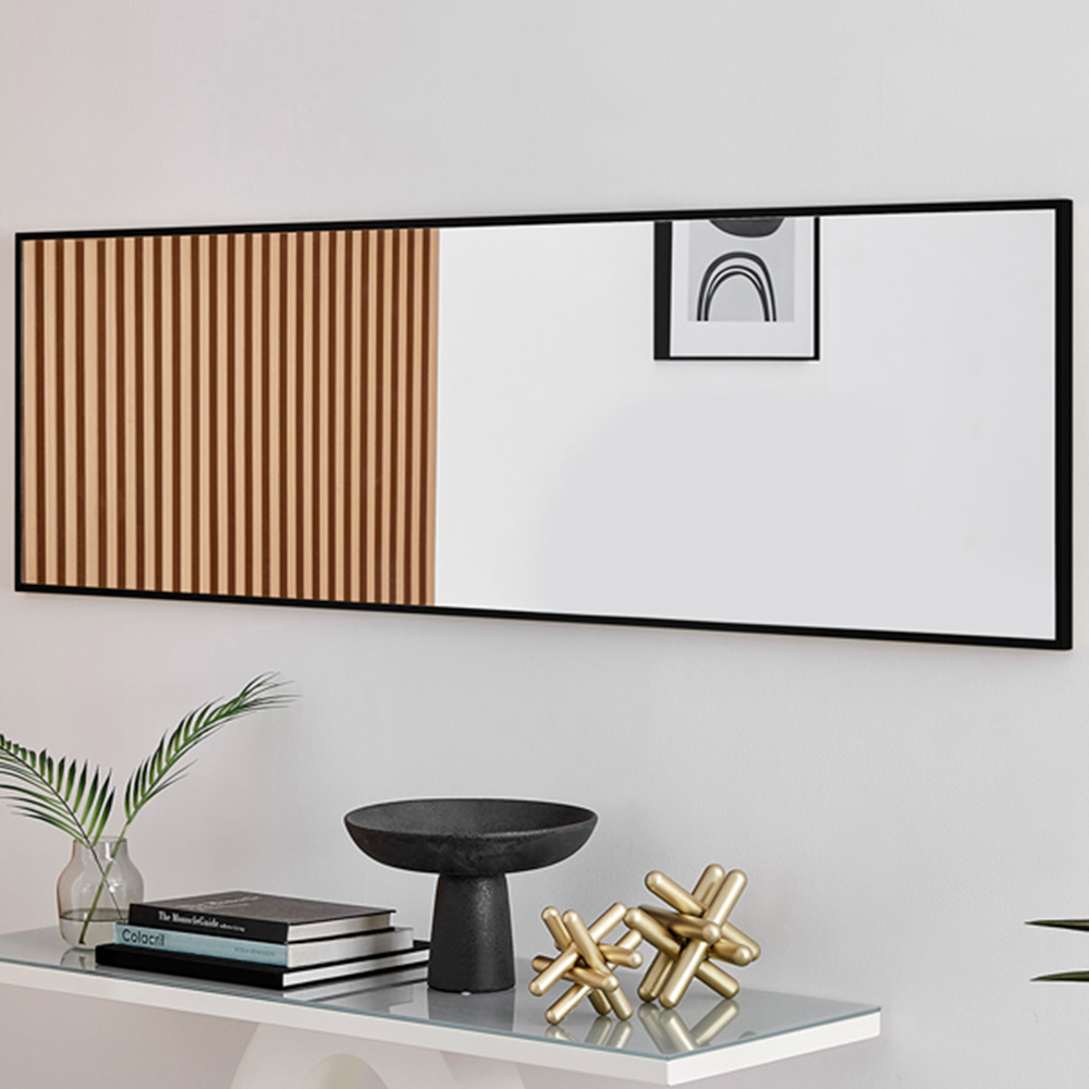 Furniturebox Austen Rectangular Black Extra Large Metal Wall Mirror 170 x 50cm Image 7