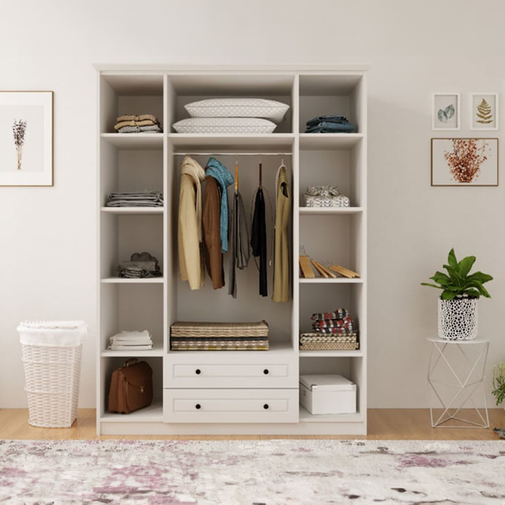 Evu VOLET 4 Door 2 Drawer White XL Wardrobe Image 5