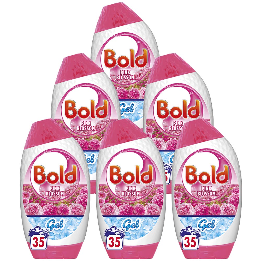 Bold 2 in 1 Pink Blossom Washing Liquid Detergent Gel 35 Washes Case of 6 x 1.23L Image 1