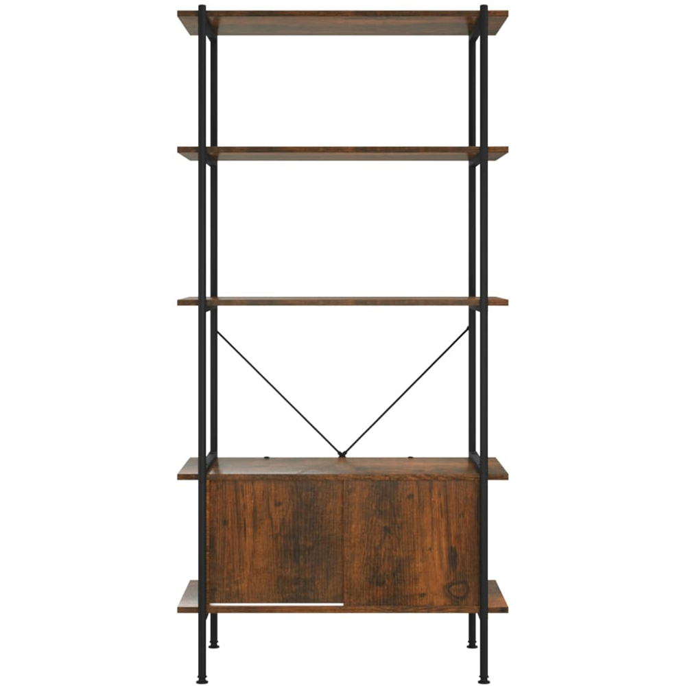 vidaXL 2 Sliding Door 3 Open Shelf Dark Brown Steel and Shelving Unit Image 4