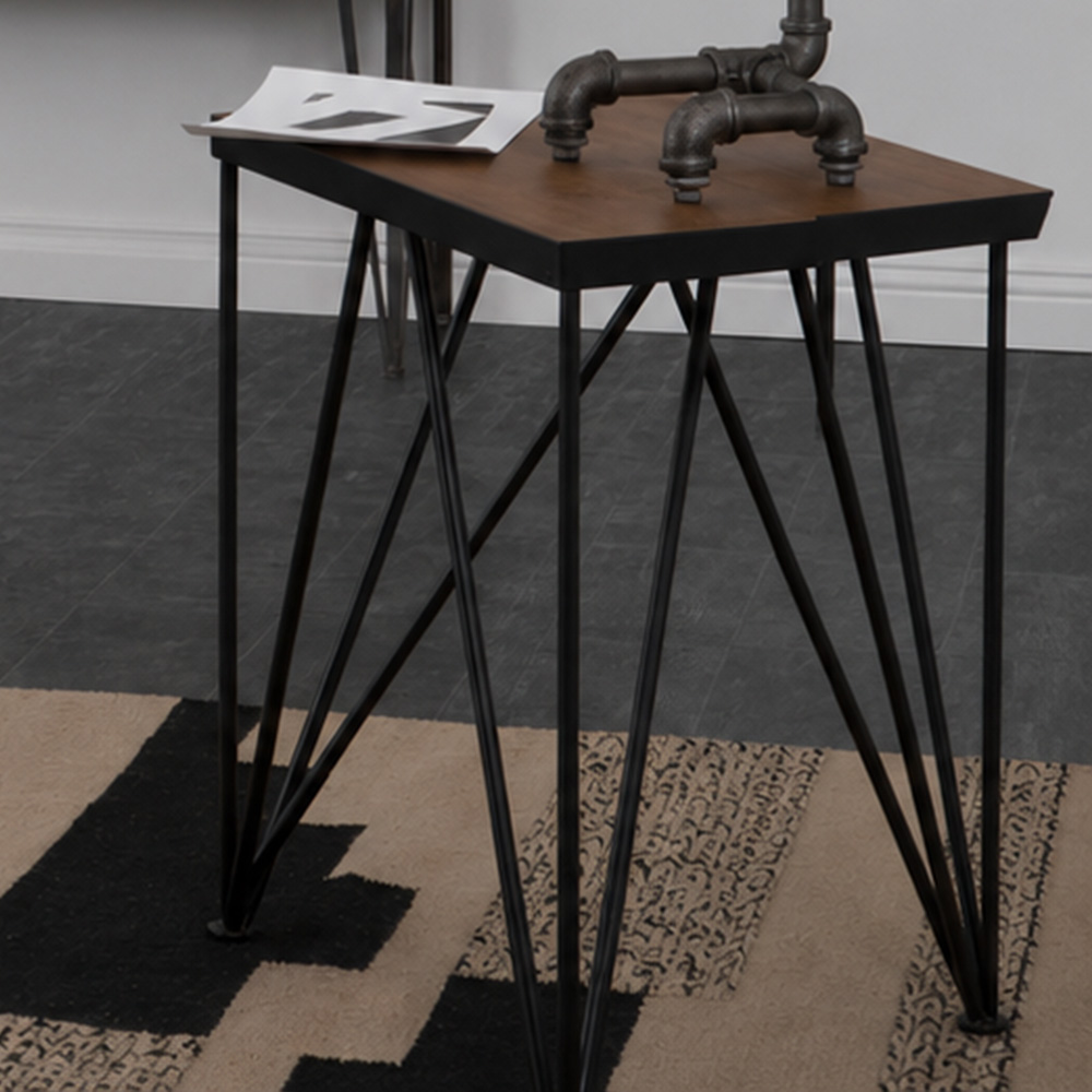 Premier Housewares New Foundry Wood and Metal Square Industrial-Style Side Table Image 1