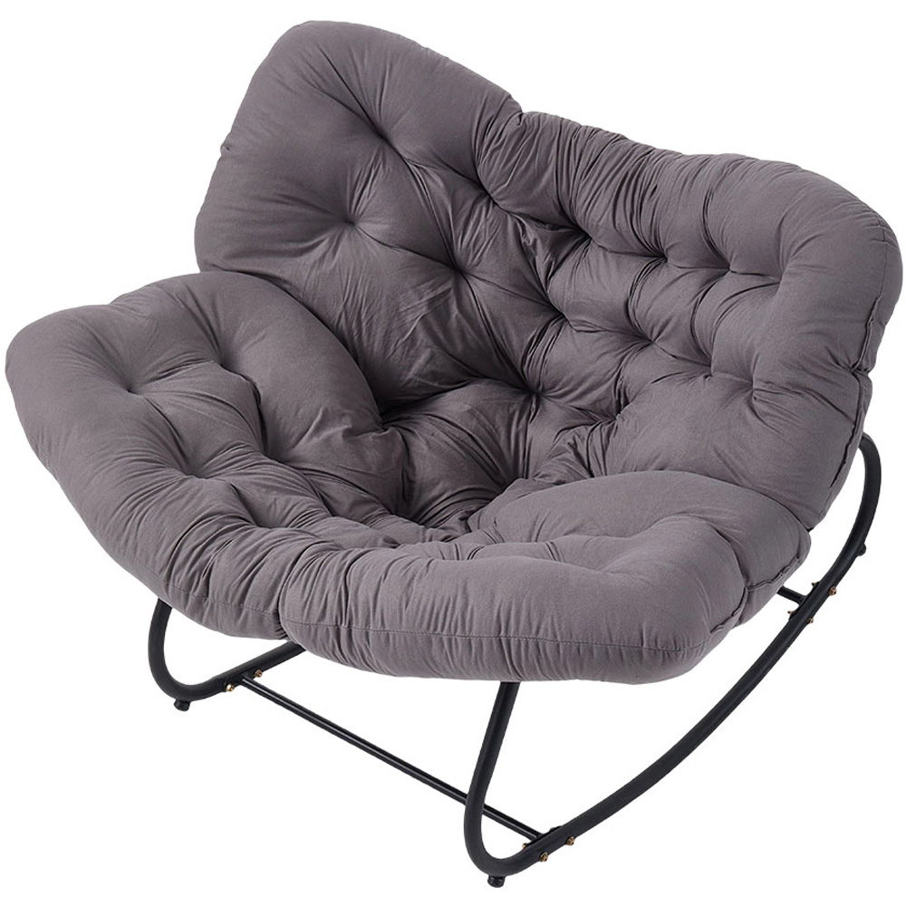 Living and Home Grey Cushion PE Rattan Rocking Chair Image 2