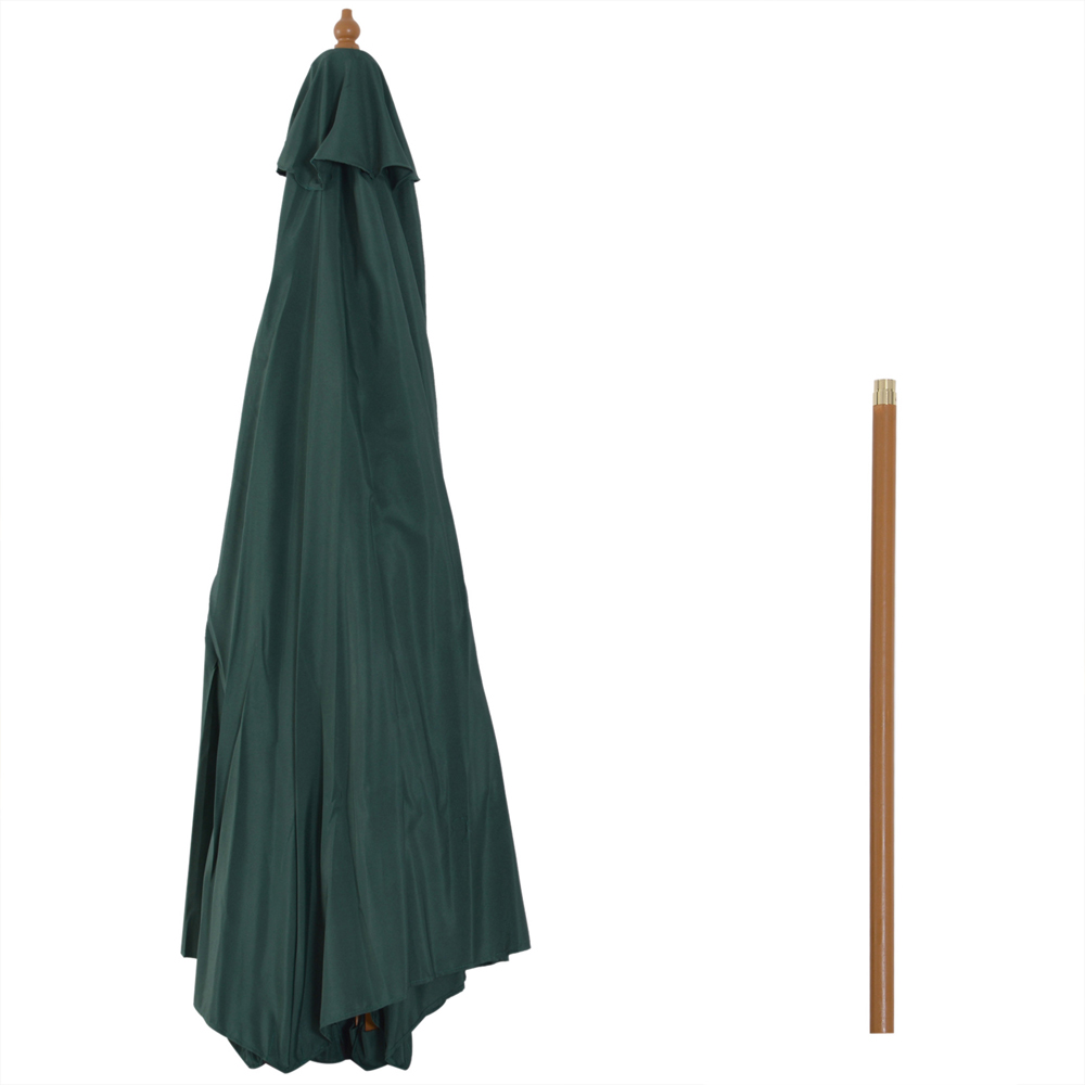 Outsunny Dark Green Wooden Rope Pully Parasol 3m Image 3