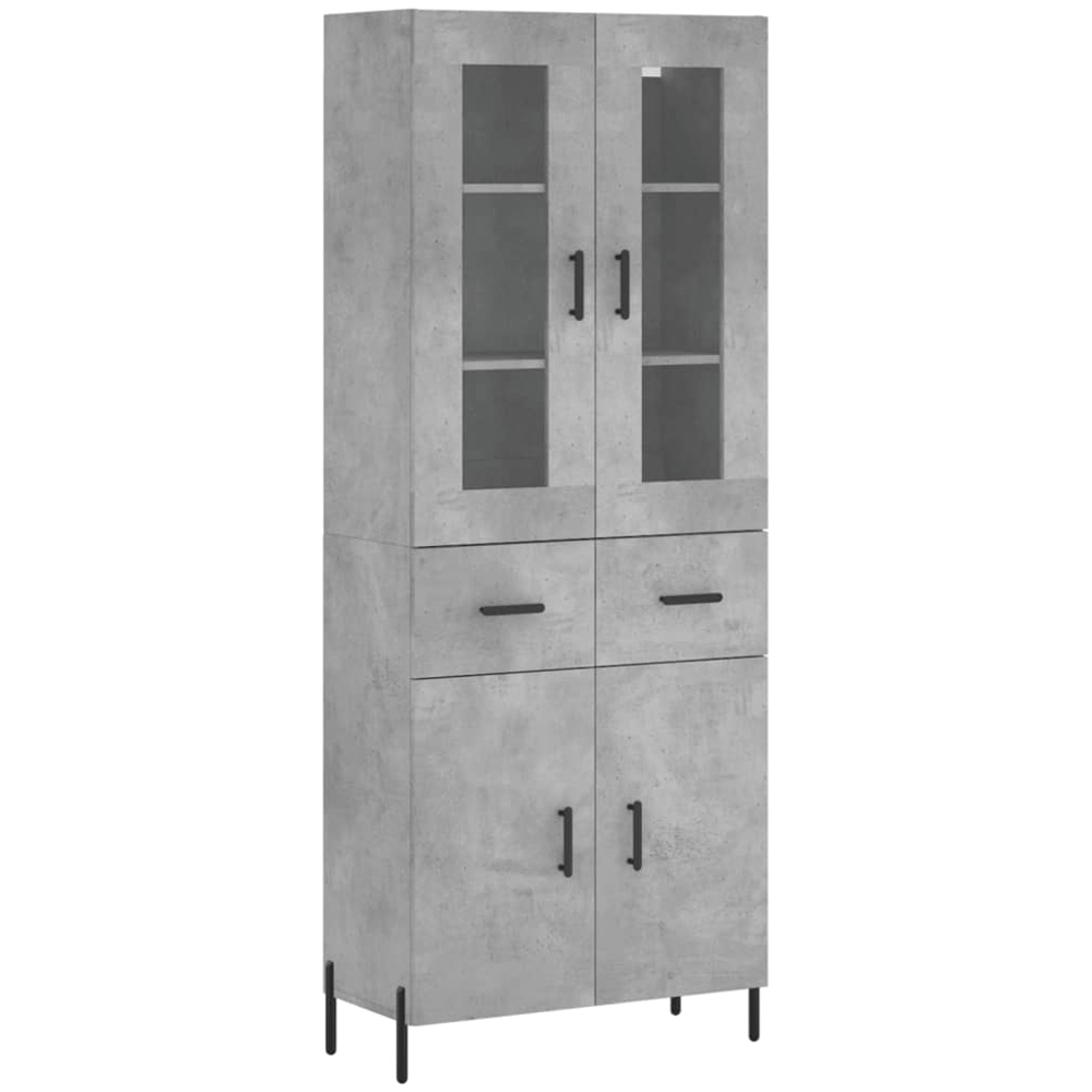vidaXL 4 Door 2 Drawer Concrete Grey Highboard Image 2