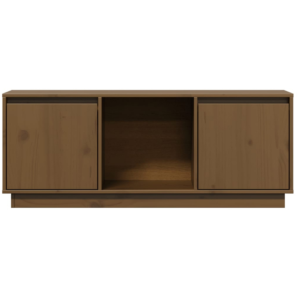 vidaXL 2 Door Single Shelf Honey Brown Solid Pine Wood TV Cabinet Image 5