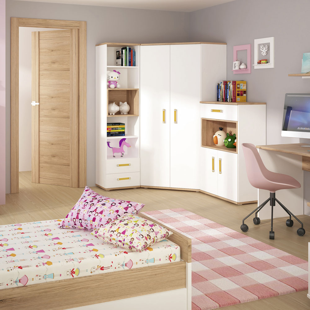 Florence 4KIDS Single Drawer Bedside Cabinet with Orange Handles Image 6