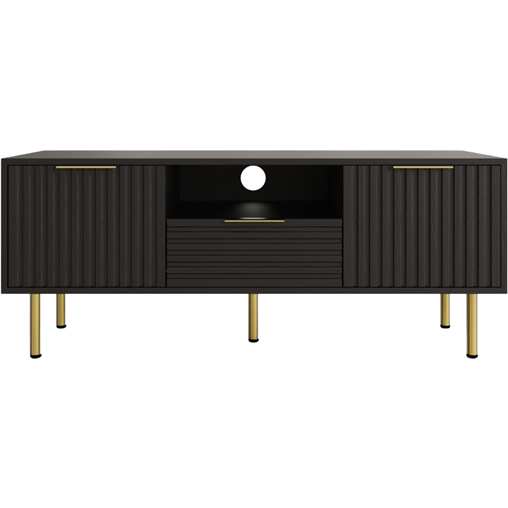 GFW Nervata 2 Door Single Drawer Black TV Unit Image 4