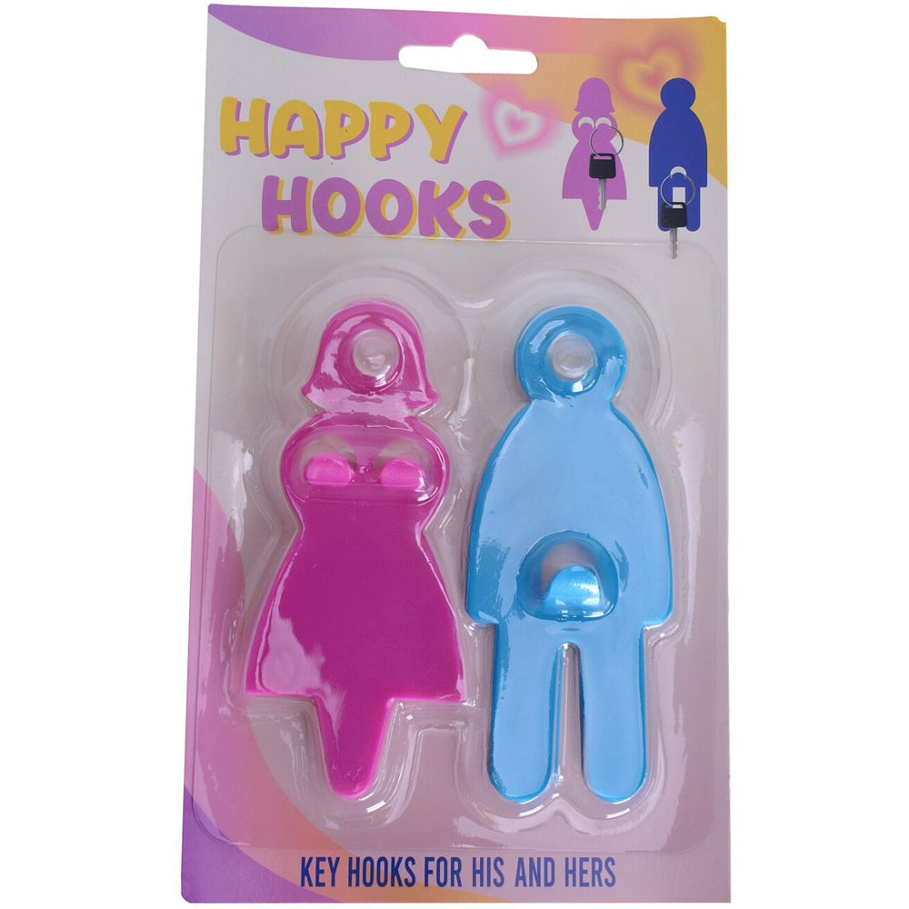 Set of 2 Happy Hooks - Blue or Pink Image 1