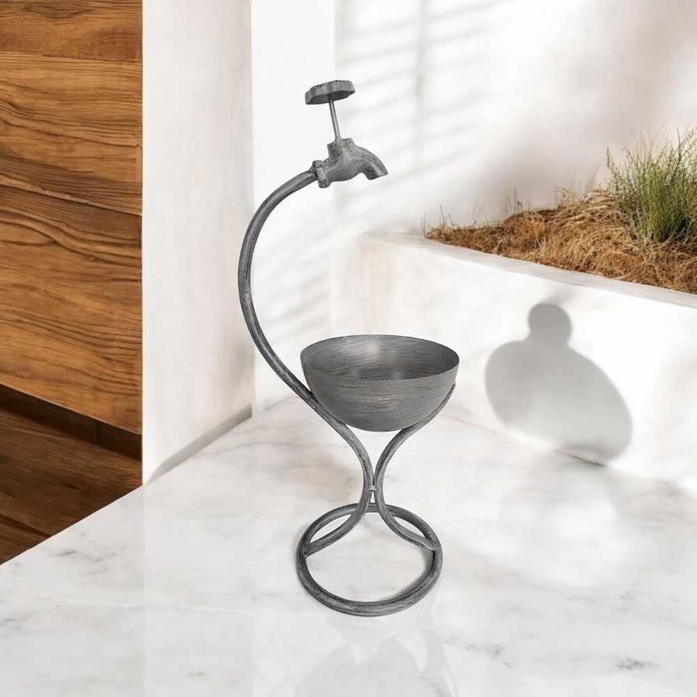 Acacia Home Grey Metal Garden Planter 57cm Image 2