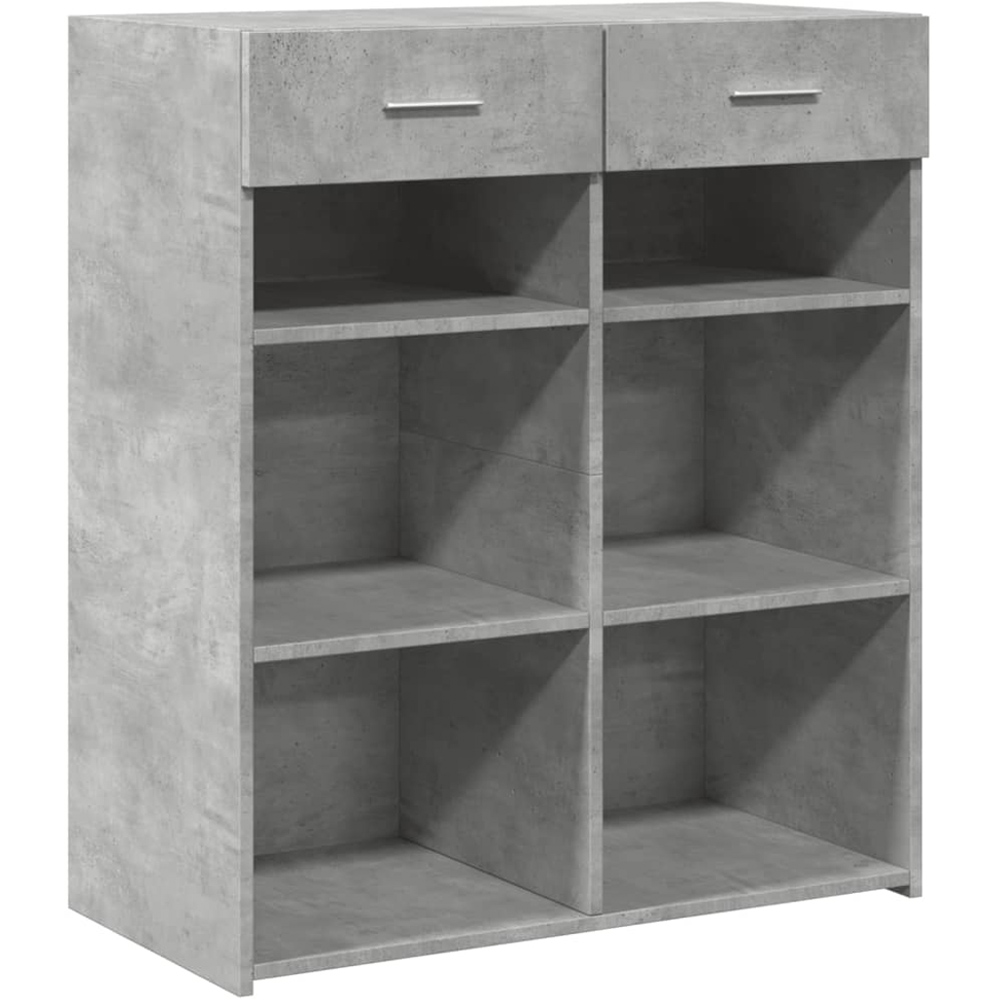 vidaXL 2 Drawer 6 Shelf Concrete Grey Wooden Sideboard Image 2