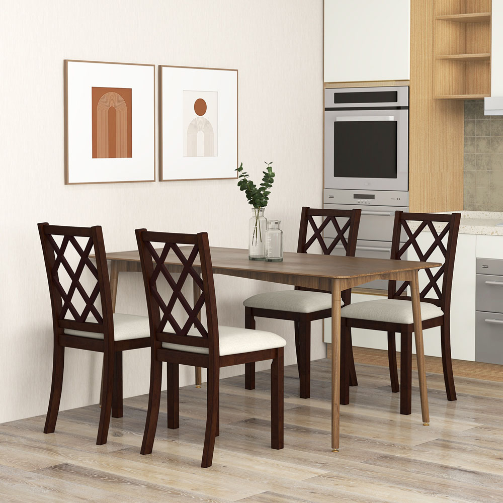 Costway Set of 2 Brown Dining Chairs with Inclined Backrest Image 4