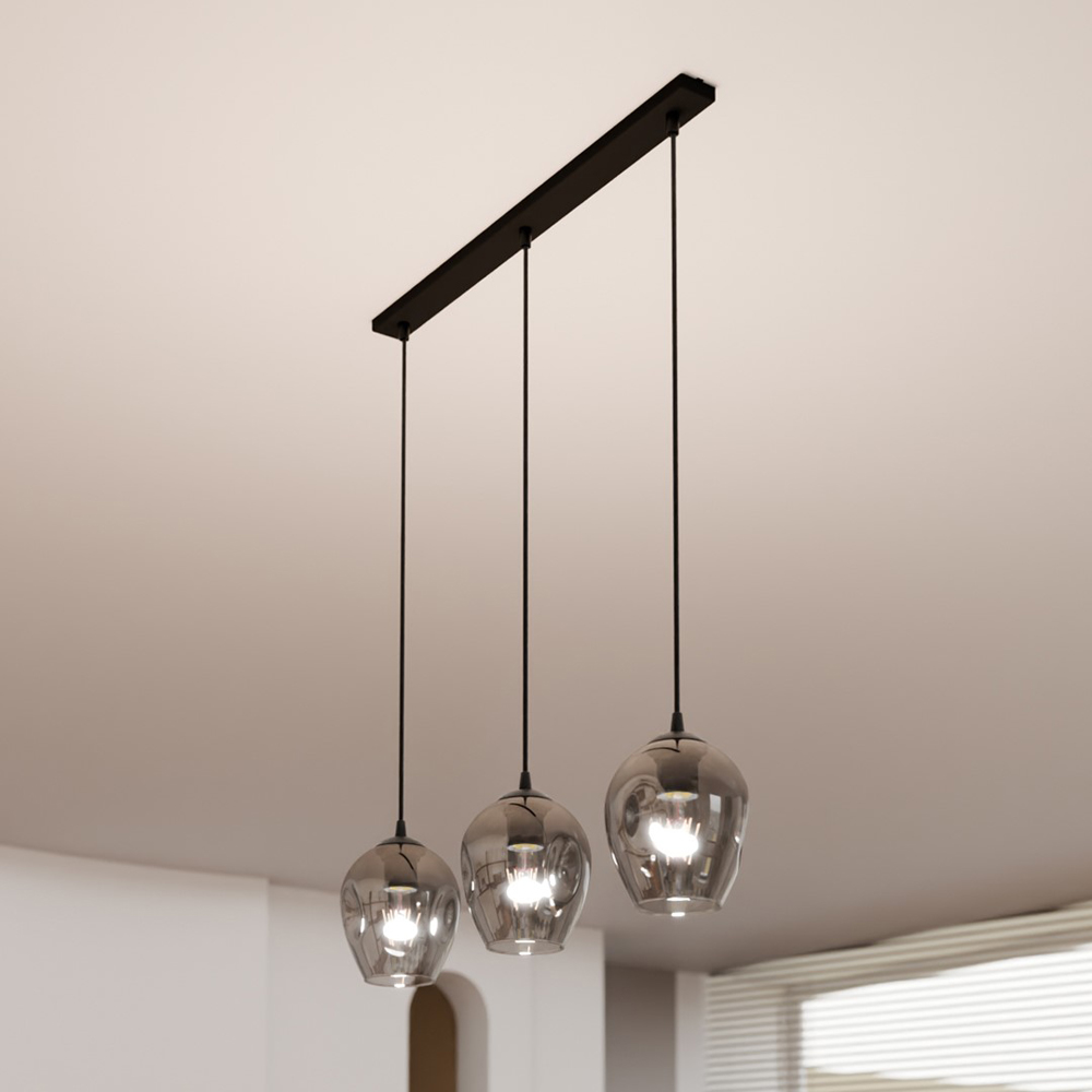 Emibig Istar 3 Light Graphite Shade Black E27 Ceiling Pendant Light Image 7