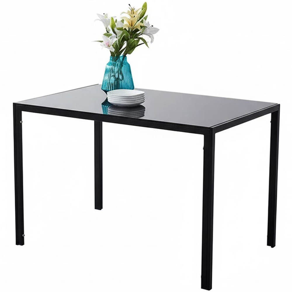 Kosy Koala 4 Seater Glass and Faux Leather Dining Set Mustard and Black Image 3
