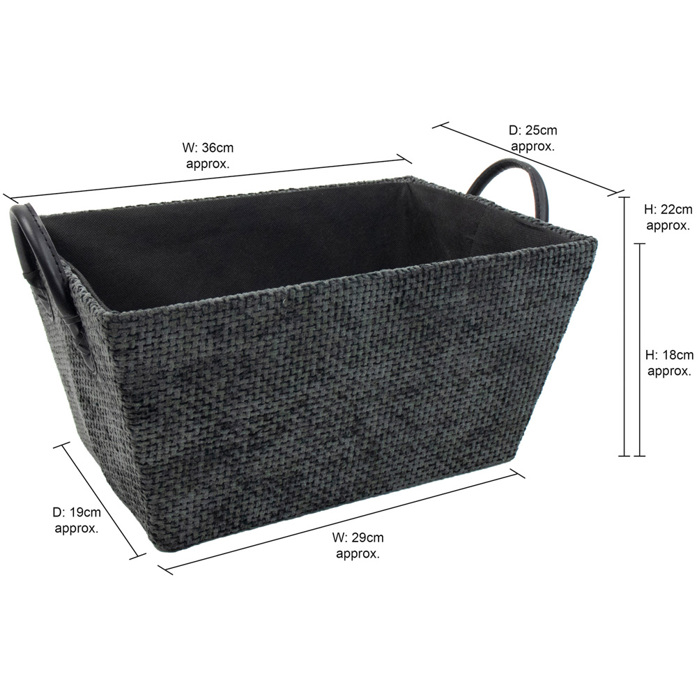 JVL Metro Black Rectangular Storage Basket with Handles Image 7