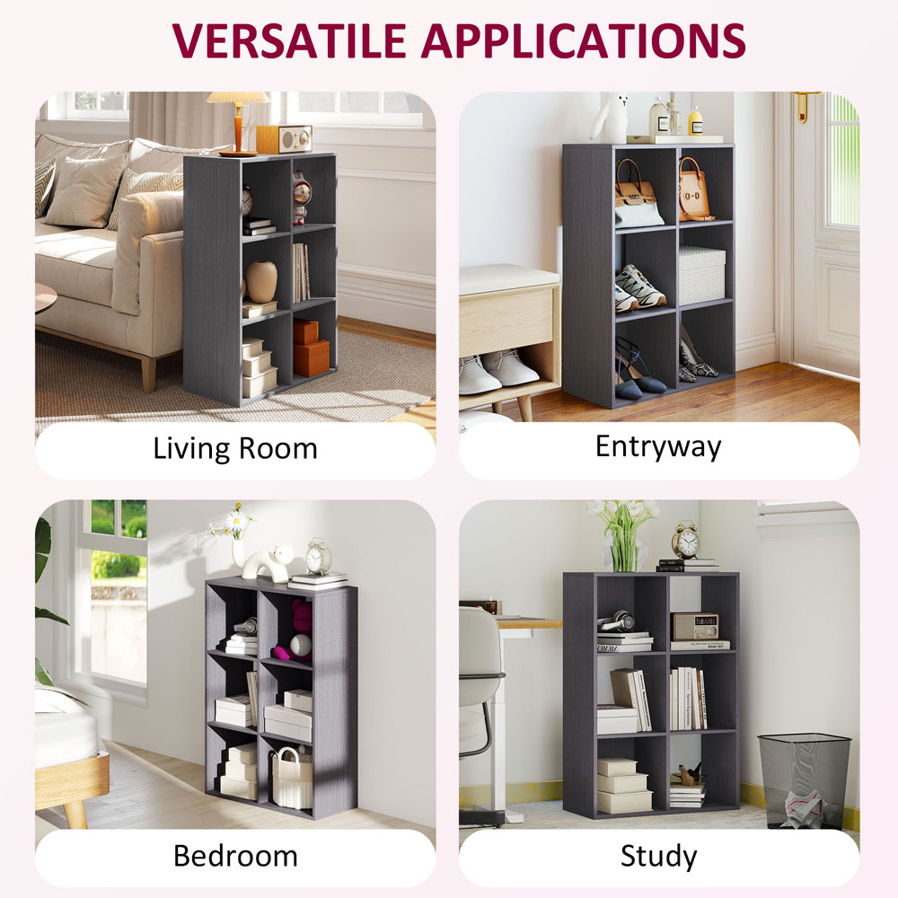HOMCOM 6 Cube Grey Bookshelf Image 6