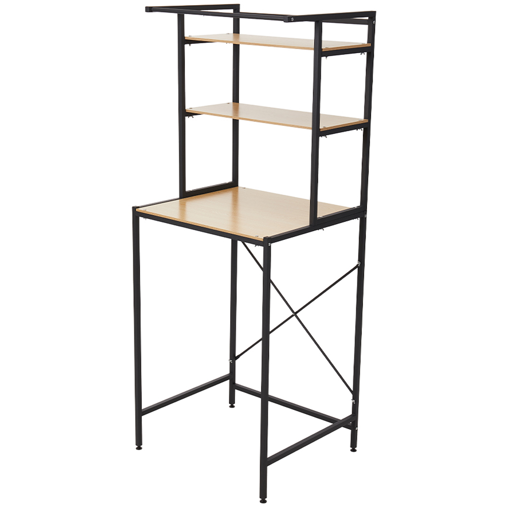 Living and Home 3 Shelf Black Over Washing Machine Storage Shelf with Towel Bar Image 2