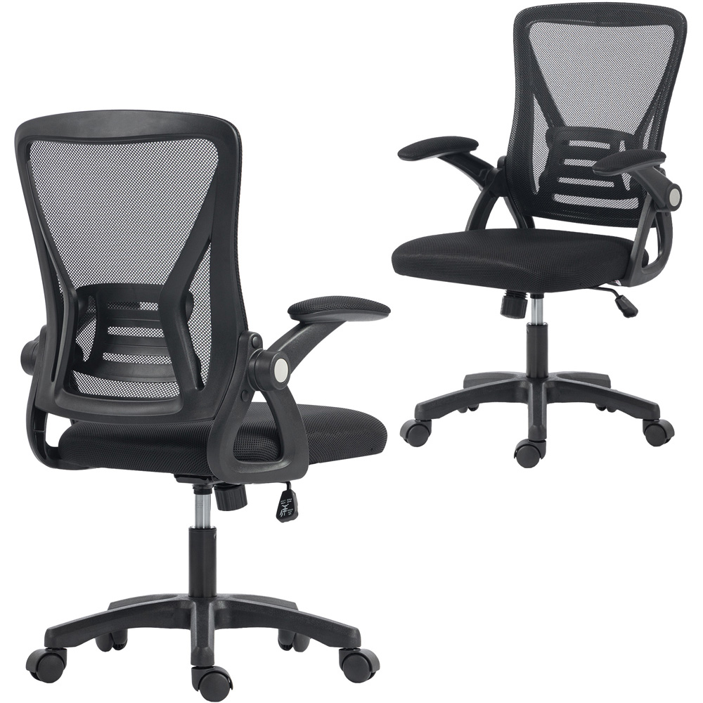Portland Black Mesh Height Adjustable Office Chair with Lumbar Support Image 2