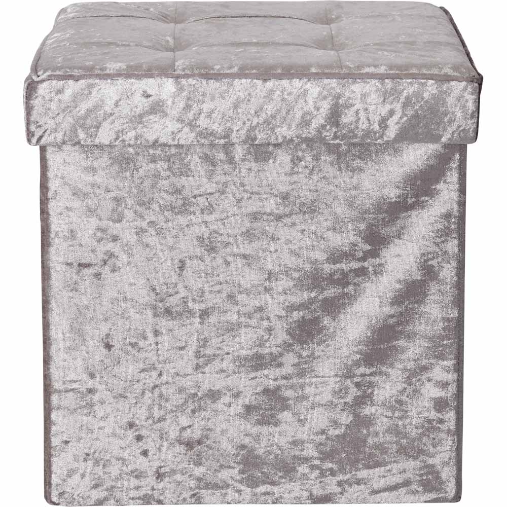 Wilko Crushed Velvet Cube Silver Wilko