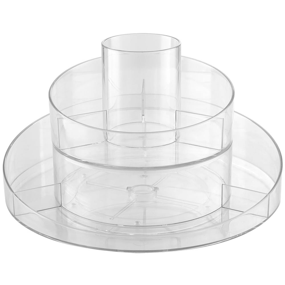 H&O Direct Transparent Makeup Storage Carousel with Brush Holder Image 1