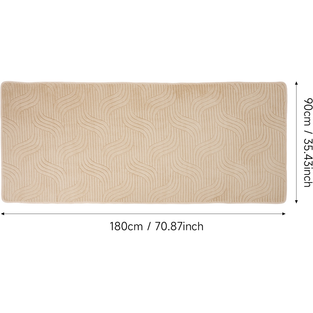 Living and Home 180 x 90cm Light Brown Minimalist Wavy Geometric Non-Slip Sofa Mat Image 8