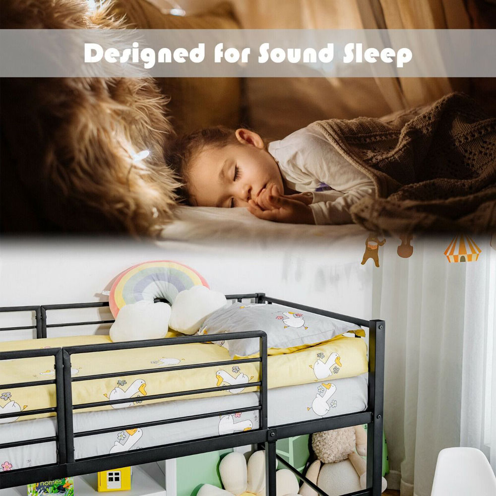 Costway Black Kids Loft Bed with Slide Image 4