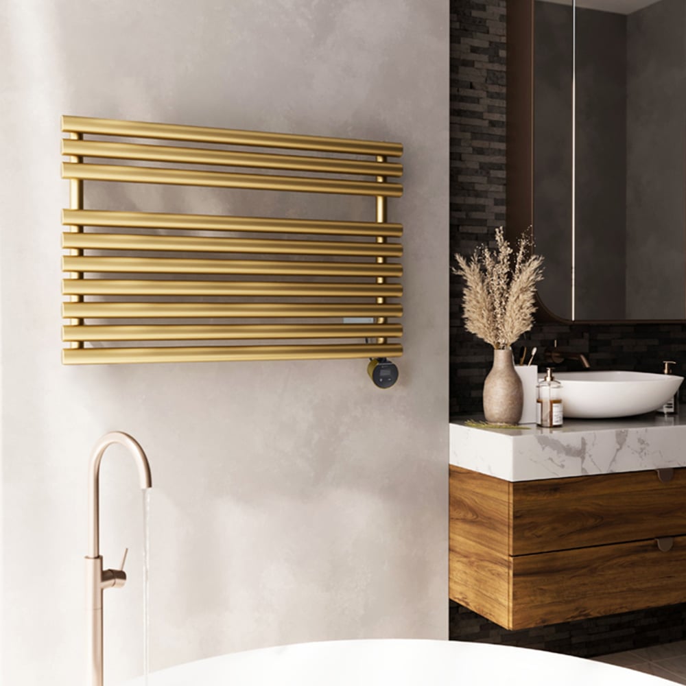 Terma Rolo Towel Brass Electric Towel Rail with VEO Element Controller 590 x 900mm Image 2