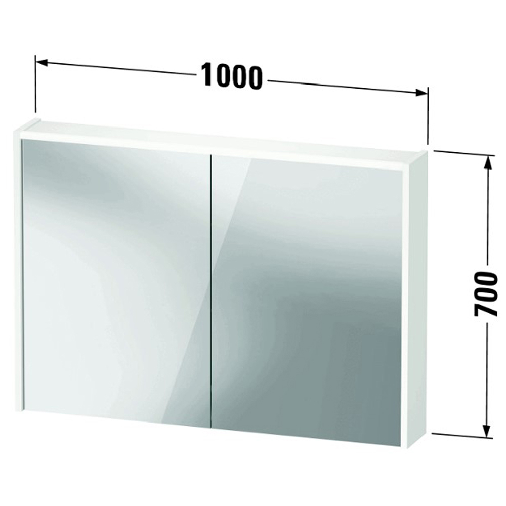 Duravit D-Code 2 Door Pale Green Illuminated Mirror Cabinet 1000 x 700mm Image 3