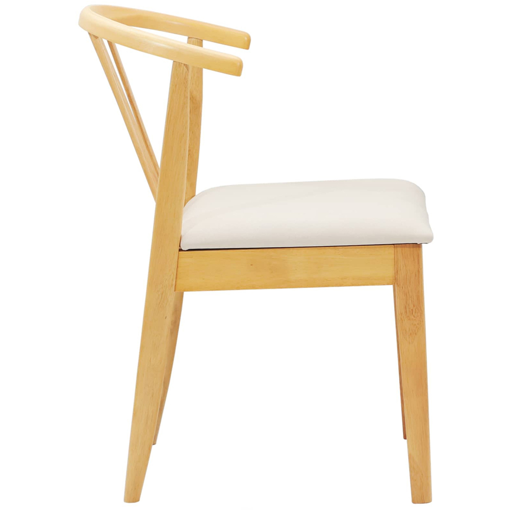vidaXL Set of 2 Natural Rubberwood Vintage Dining Chairs Image 5