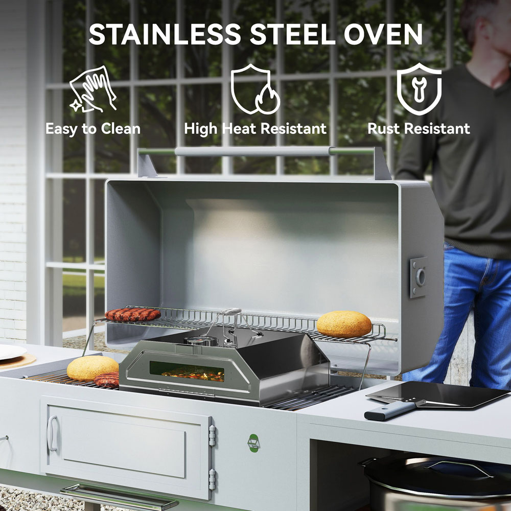 Outsunny Barbecue Pizza Oven with Thermometer Image 7