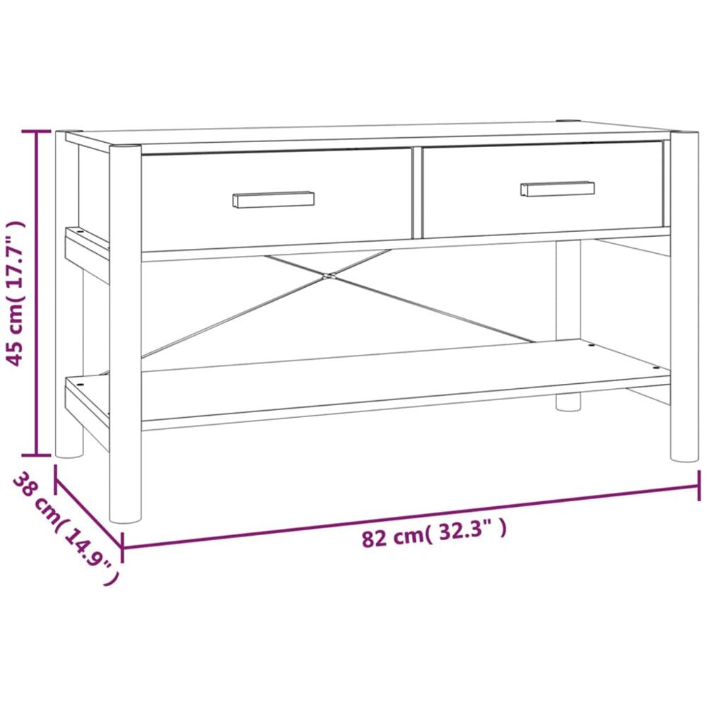 vidaXL 2 Drawer Black TV Cabinet Image 9