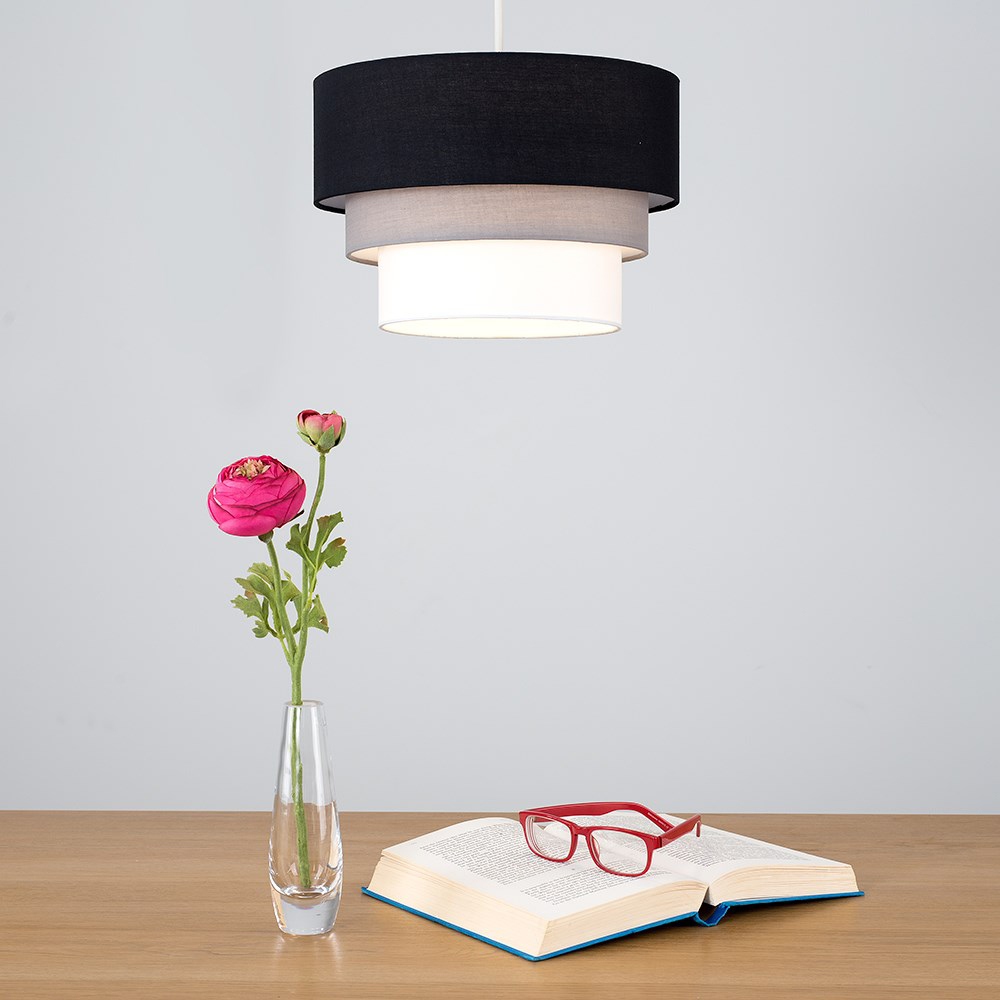 ValueLights Aztec 3 Tier Black Fabric Ceiling Light Shade Image 2