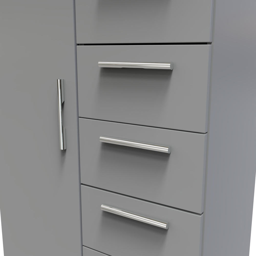 Crowndale Camden Single Door 6 Drawer Dusk Grey Kids Wardrobe Ready Assembled Image 5