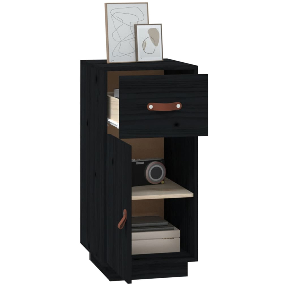 vidaXL Single Door Single Drawer Black Wooden Sideboard Image 5