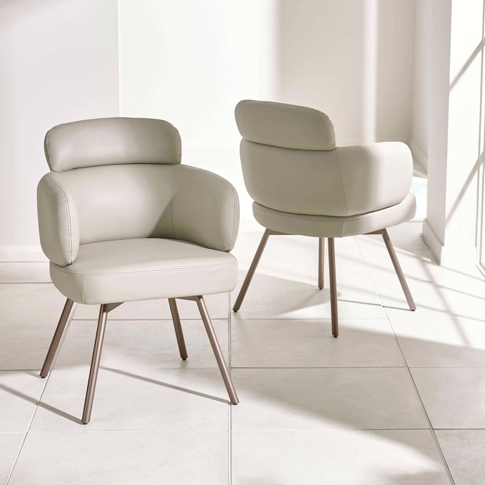 Julian Bowen Callisto Set of 2 Beige Faux Leather Swivel Dining Chair Image 8