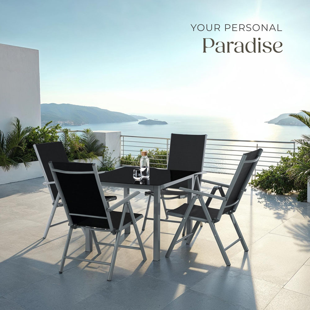 tectake Stabia 4 Seater Anthracite Garden Table and Chairs Set Image 8