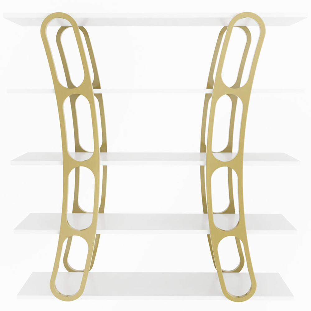 Decorotika Adar 5 Shelf White and Gold Bookcase Image 3