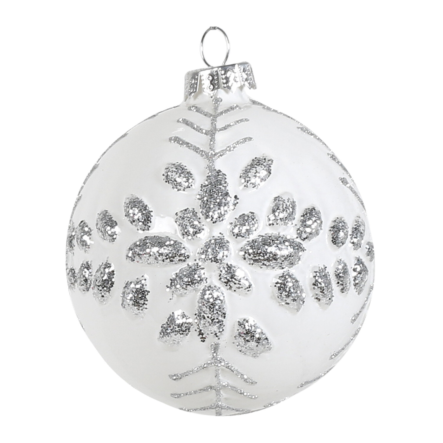 Single Frosted Fairytale Silver Glitter Bauble in Assorted styles Image 2
