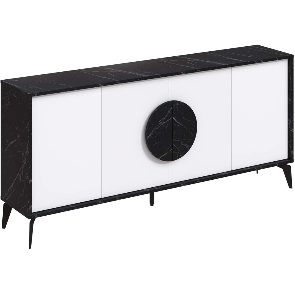 Decortie Gora 4 Door Black and White Marble Effect Sideboard Image 2