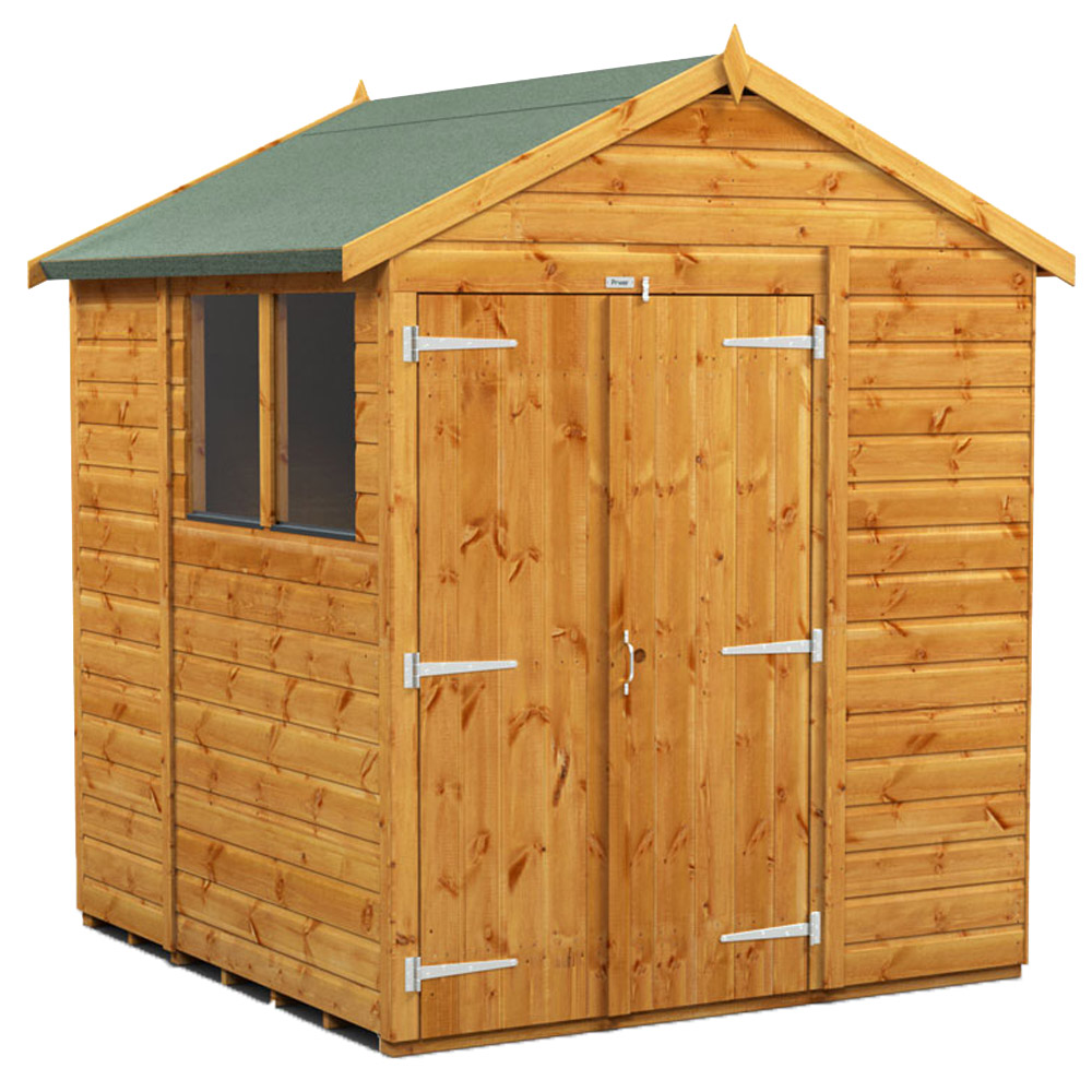 Power Sheds 6 x 6ft Double Door Apex Wooden Shed with Window Image 1