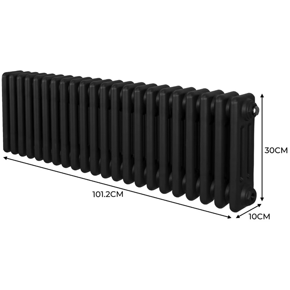 Monster Shop 3057 BTU Black Traditional 3 Column Radiator 300 x 1012mm Image 6