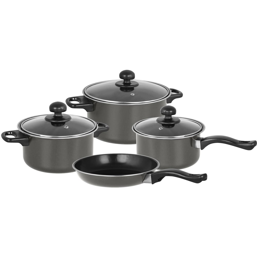 Gr8 Home 7 Piece Dove Grey Non Stick Cookware Set with Lids Image 1