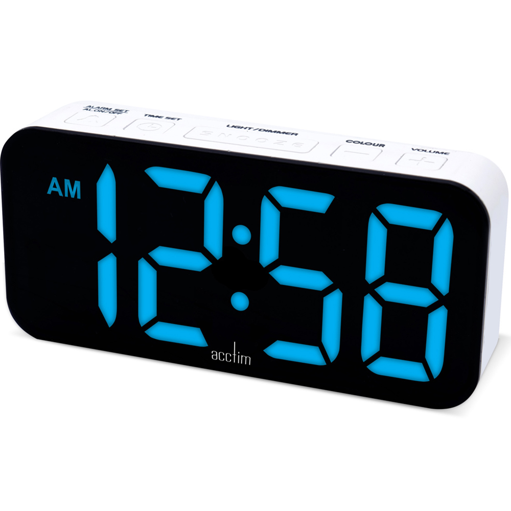 Acctim Jaxon White LED Colour Changing Digital Alarm Clock 14cm Image 2