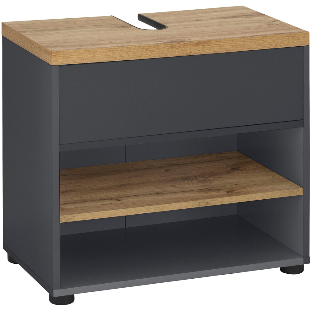 Loft24 Thessa Single Door Anthracite Oak Sink Cabinet Image 2