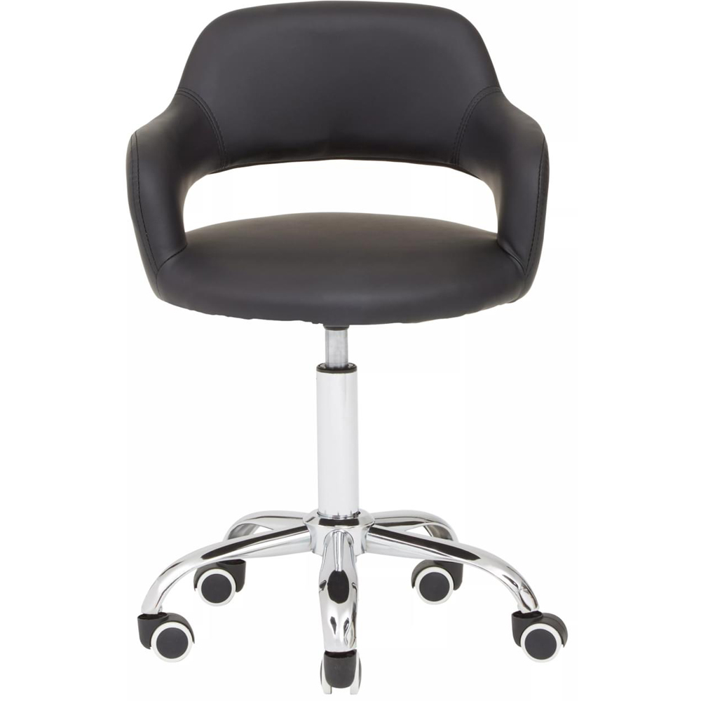 Premier Housewares Black PU Home Office Chair with Curved Back Image 2