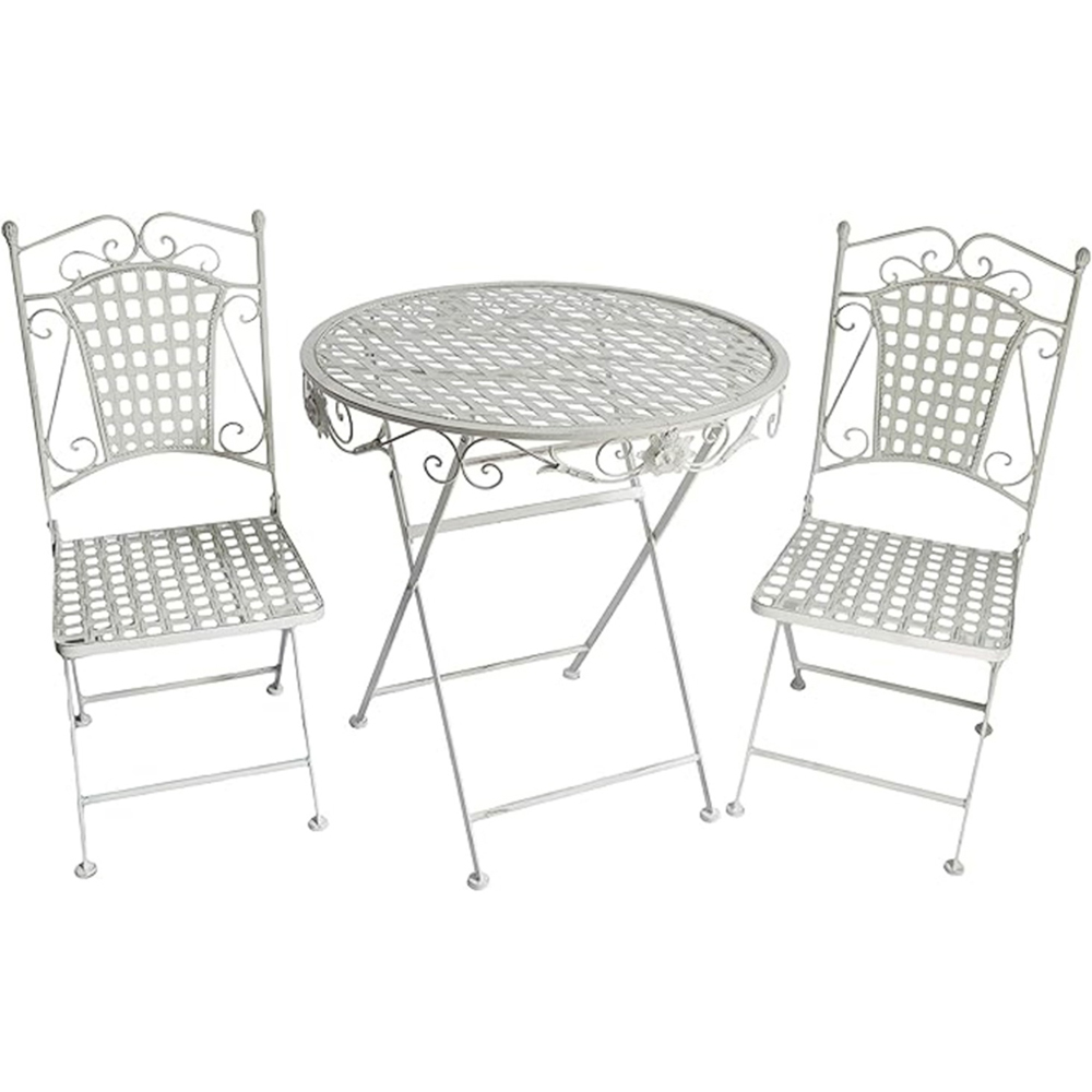 Glamhaus Seville 2 Seater Bistro Set Antique Cream Image 2