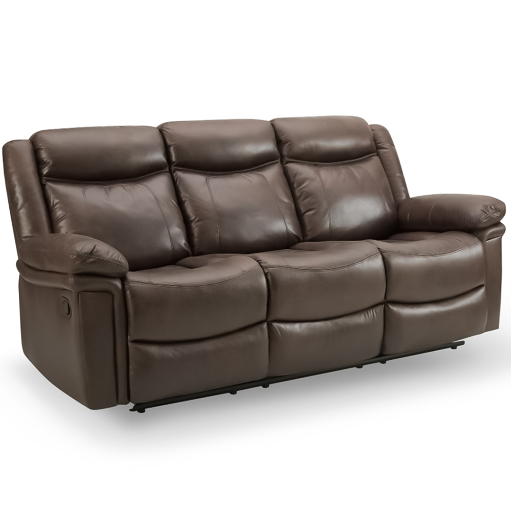 Home Detail Rowan 3 Seater Brown Faux Leather Manual Recliner Sofa Image 2